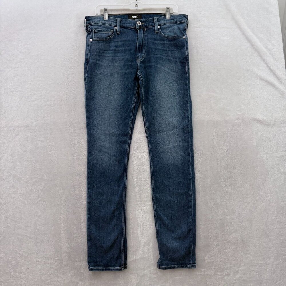Paige Lennox Jeans Mens 32x32 Blue Slim Straight Stretch Whisker
